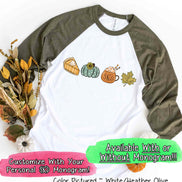 Monogram Pie Pumpkin Latte Fall Raglan Tee