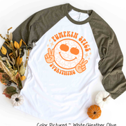 Retro Pumpkin Spice Smile Fall Raglan Tee