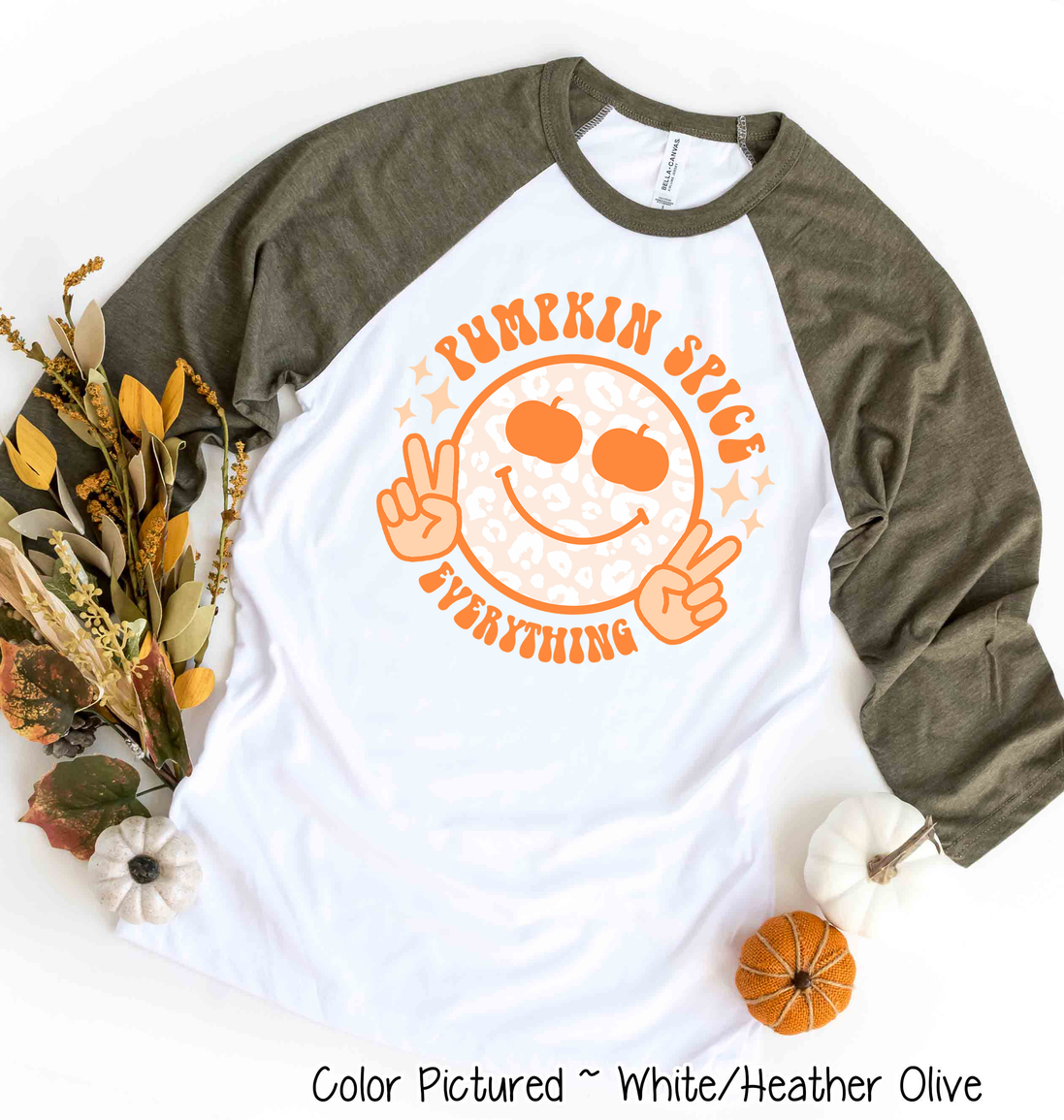 Retro Pumpkin Spice Smile Fall Raglan Tee