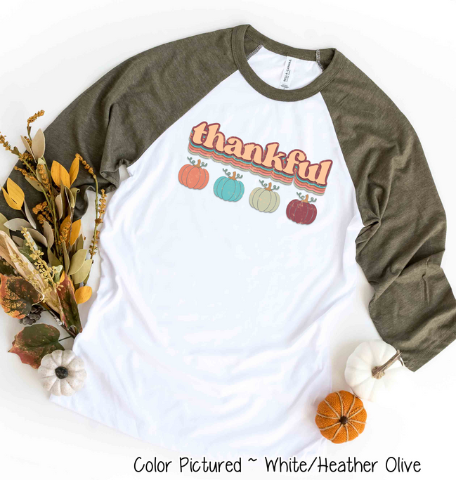 Retro Fall Thankful Raglan Tee