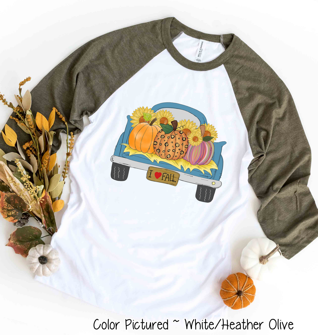 Vintage Truck full of Pumpkins Fall Raglan Tee
