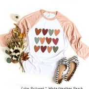 Watercolor Hearts Fall Raglan Tee
