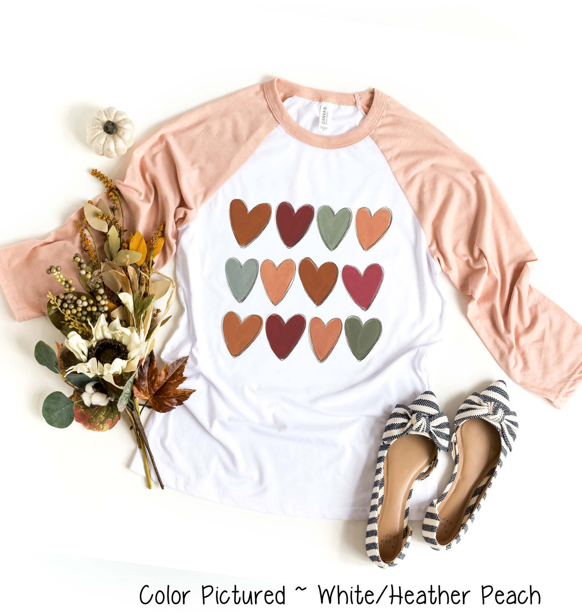 Watercolor Hearts Fall Raglan Tee