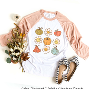 Retro Pumpkins & Daisys Fall Raglan Tee