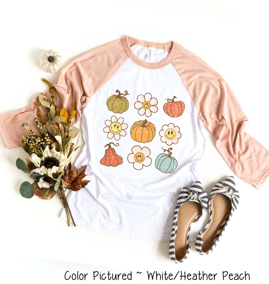Retro Pumpkins & Daisys Fall Raglan Tee