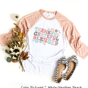 Retro Thankful Grateful Blessed Thanksgiving Fal Tee