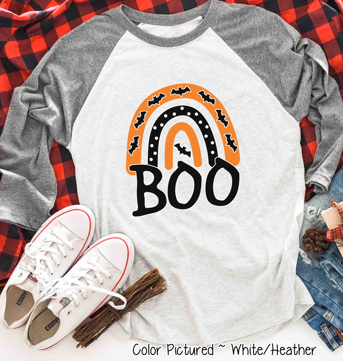 Halloween Rainbow Boo Raglan Shirt