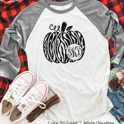 Monogram Zebra Print Fall Pumpkin Raglan Tee