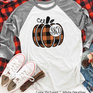 Orange & Black Plaid Monogram Pumpkin Raglan Tee