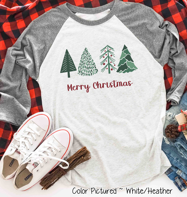 Minimalist Christmas Tree Raglan Tee