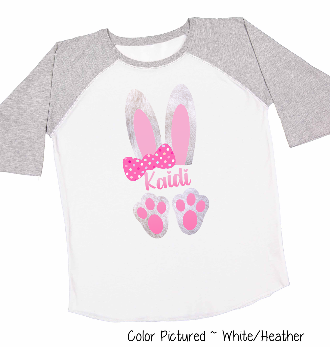 Personalized Girl Easter Bunny Ears with Custom Name Easter Day Tee