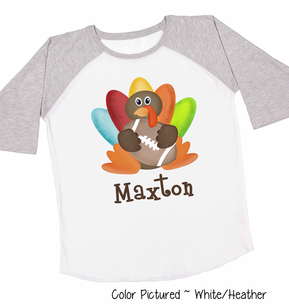 Personalized Turkey with Football Raglan Tee
