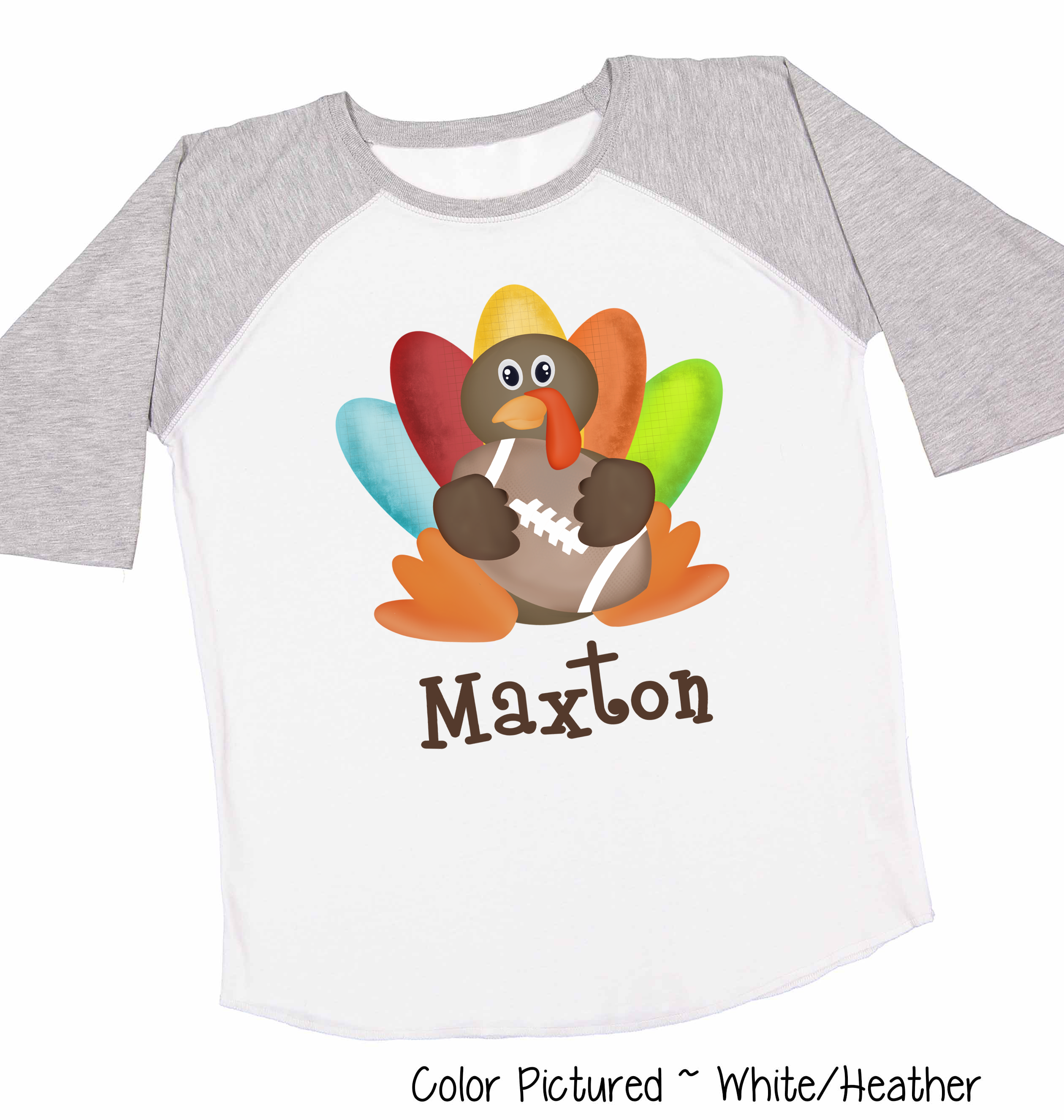 Personalized Turkey with Football Raglan Tee