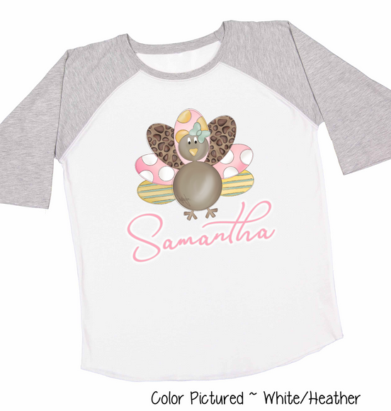 Personalized Girl Turkey Raglan Tee