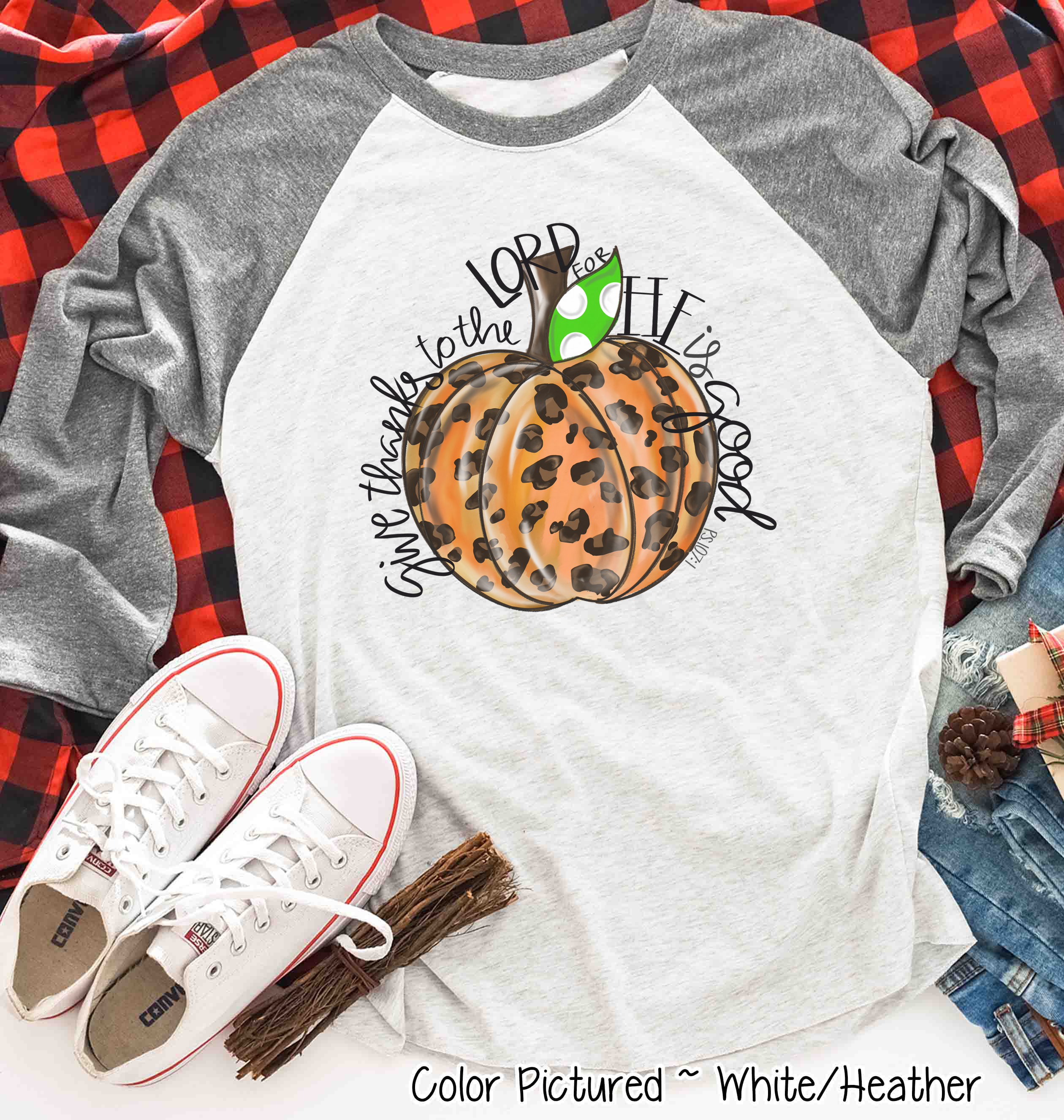 Give Thanks to the Lord Leopard Print Pumpkin Fall Raglan Shirt