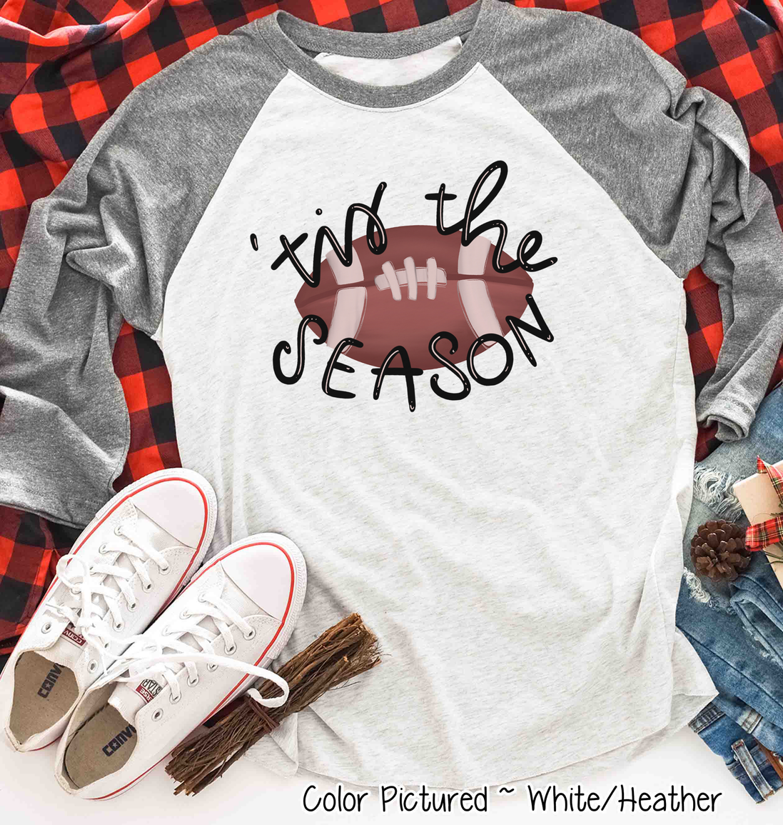 Tis the Season Football Raglan Tee