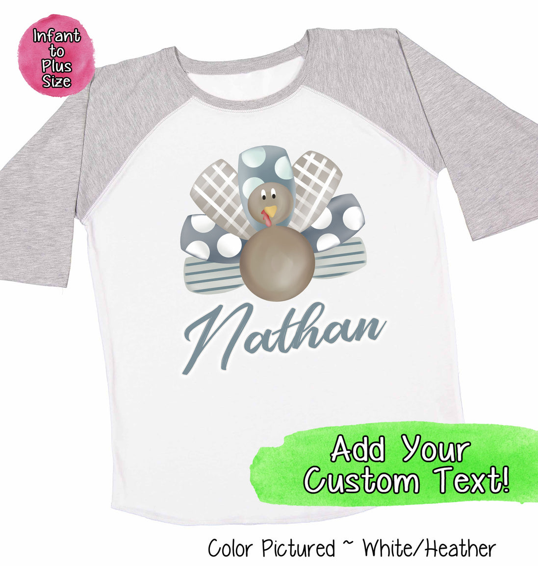Personalized Boy Turkey Raglan Tee