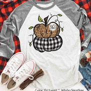 Leopard & Black Plaid Stacked Monogram Pumpkins Raglan Tee