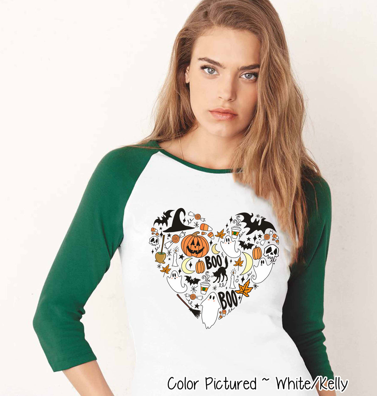 Cute Icon Heart Halloween Raglan Tee