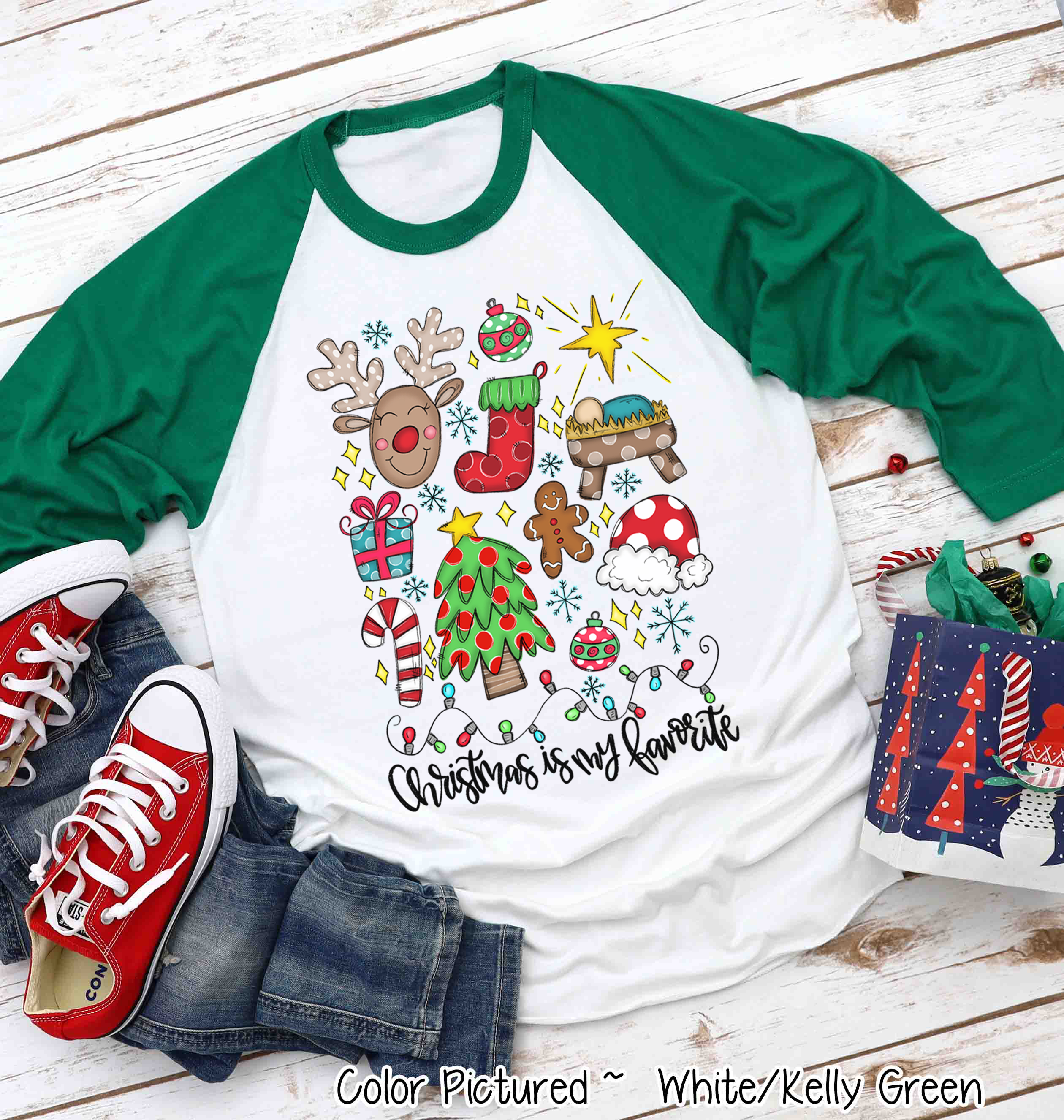 Christmas is My Favorite Christmas Icon Raglan Tee