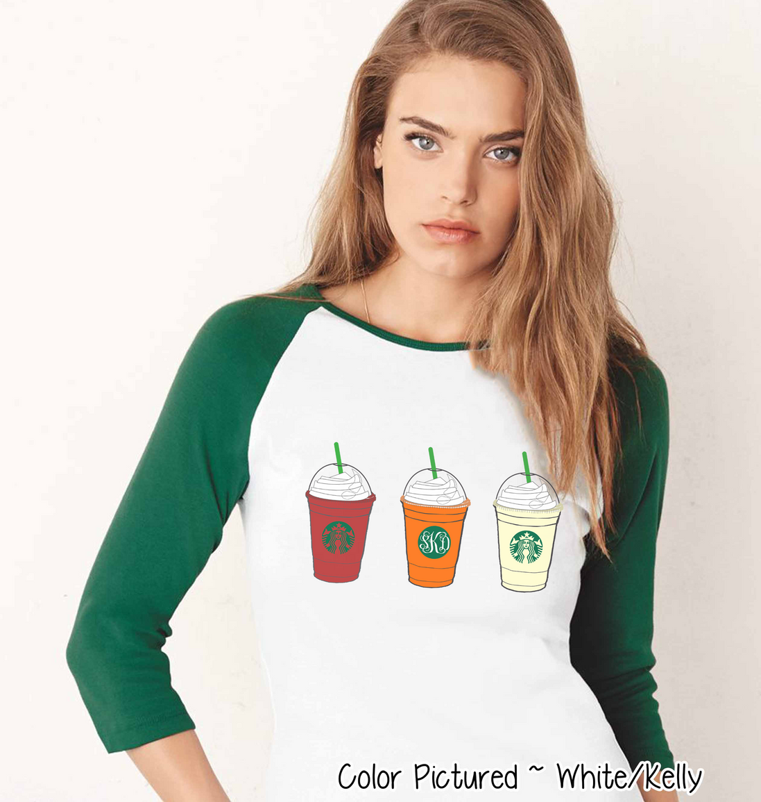 Starbucks Inspired Monogram Fall Raglan Tee