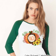 Monogram Pumpkin with Sunflower Fall Raglan Tee
