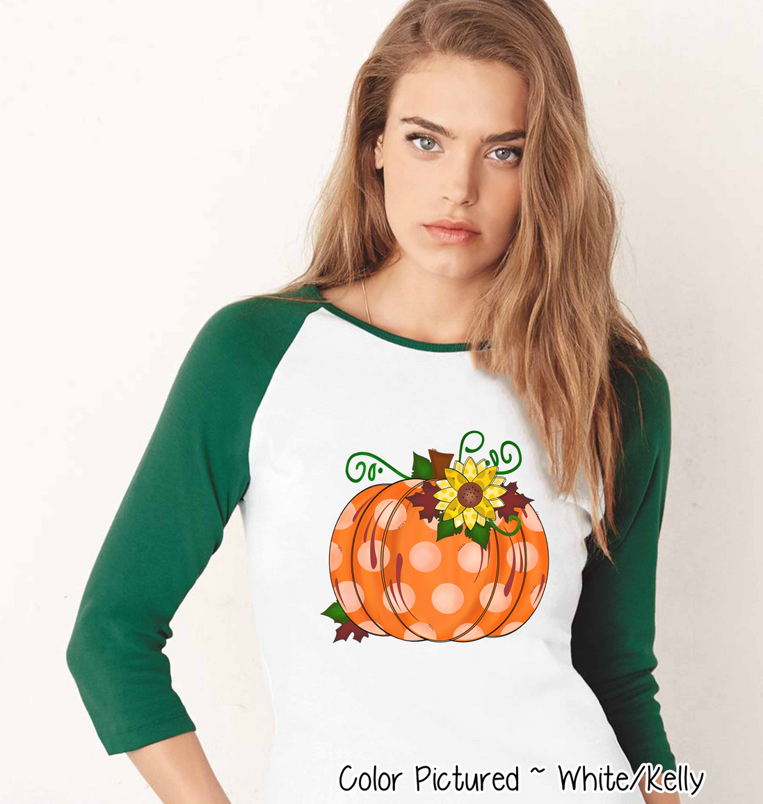 Polka Dot Pumpkin Fall Raglan Tee