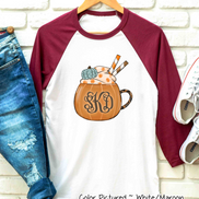 Pumpkin Spice Monogram Mug Raglan Tee