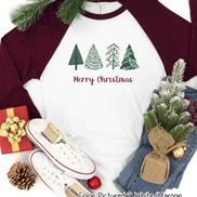 Minimalist Christmas Tree Raglan Tee