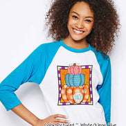 Monogram Colorful Pumpkin Stack Fall Raglan Tee