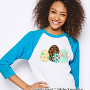 Monogram Leopard Print Easter Eggs Raglan Tee