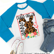 Leopard Print Cute as a Bunny Easter Raglan Tee