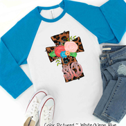 Monogram Leopard Print Cross Raglan Tee