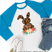 Monogram Leopard Print Easter Bunny Raglan Tee