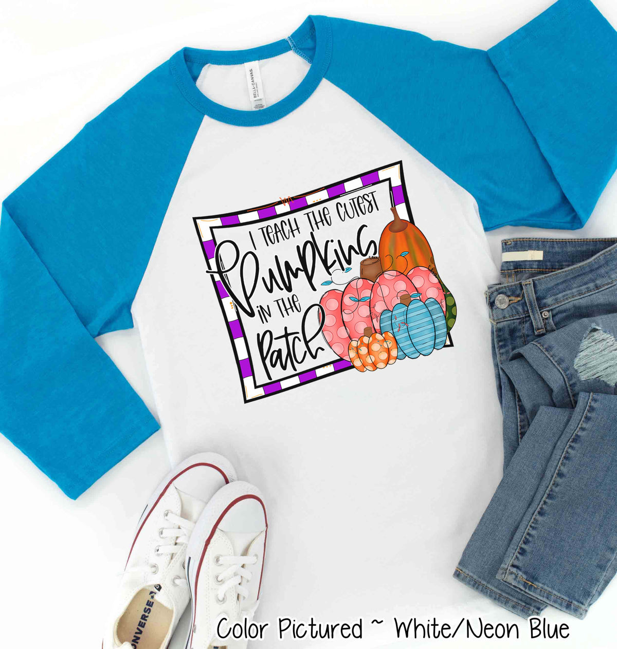 I Teach the Cutest Pumpkins Fall Raglan Tee