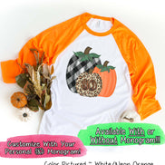 Monogram Plaid Leopard Pumpkin Trio Fall Raglan Tee