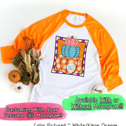 Monogram Colorful Pumpkin Stack Fall Raglan Tee