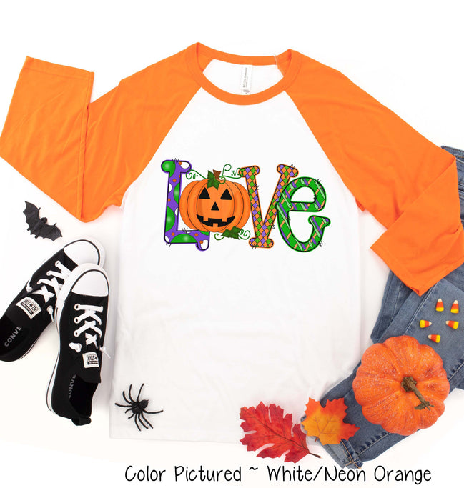 Pumpkin LOVE Halloween Raglan Tee