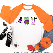 Monogram Witch Icons Halloween Raglan Tee