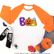 Boo Pumpkin Doodle Halloween Raglan Tee