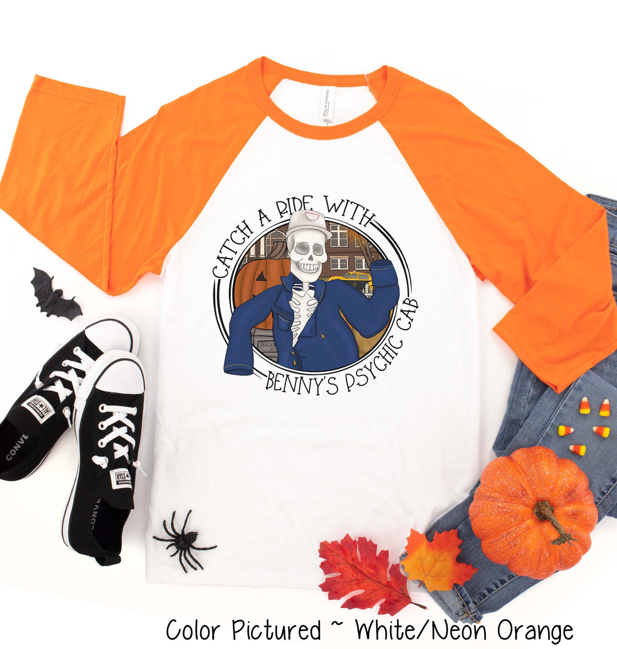 Catch A Ride with Benny Halloween Raglan Tee
