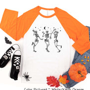 Dancing Skelatons Halloween Raglan Tee