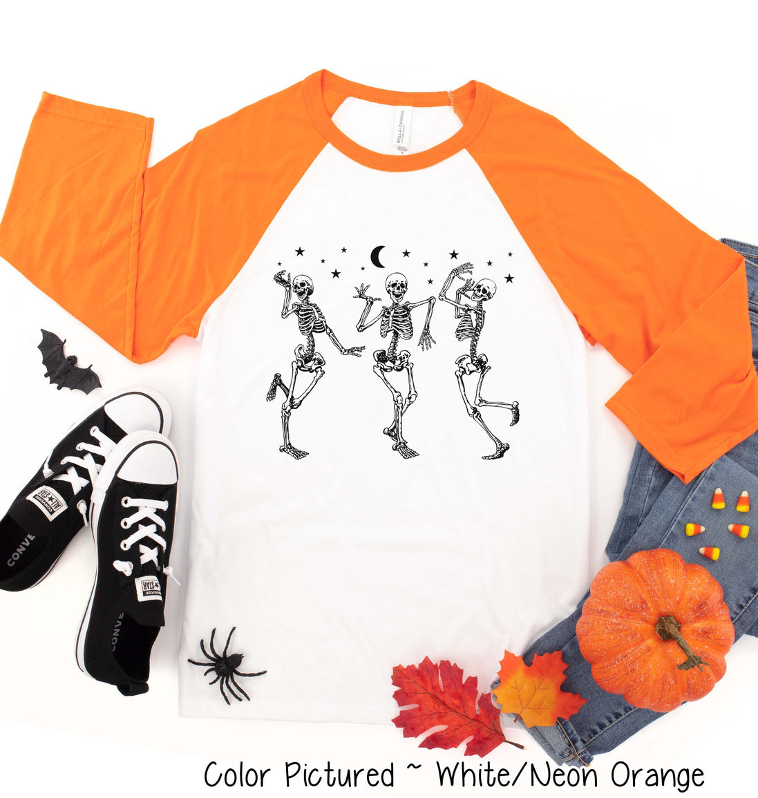 Dancing Skelatons Halloween Raglan Tee