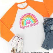 Monogram Happy Easter Rainbow Raglan Tee