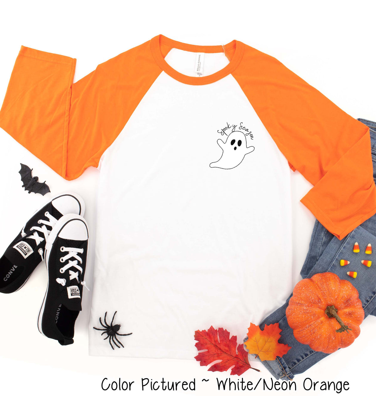 Spooky Season Pocket Print Halloween Raglan Tee