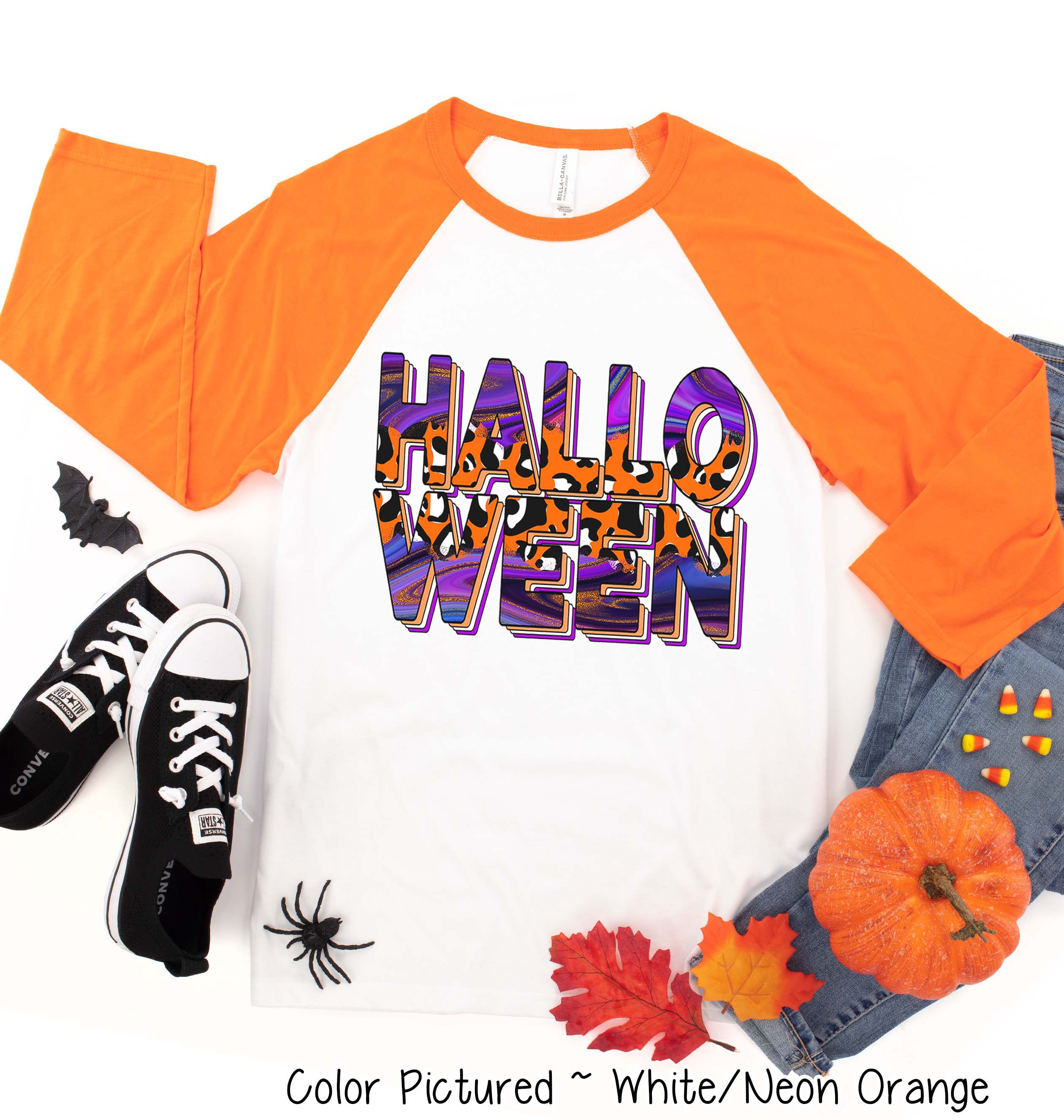 Swirl Leopard Halloween Raglan Tee