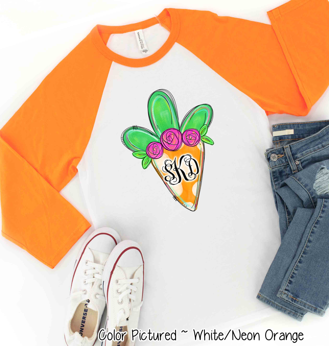 Monogram Easter Carrot Raglan Tee