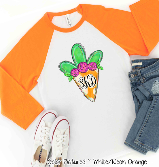 Monogram Easter Carrot Raglan Tee
