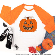 Leopard Pumpkin Halloween Raglan Tee