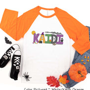 Personalized Doodle Letters  Halloween Raglan Tee